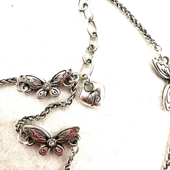 Vintage Brighton Silver Crystal Butterfly Ankle Bracelet NWOT - Picture 5 of 7
